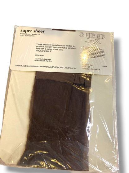 Vintage Sheer Jaz Pantyhose New Super Sheer Sandalfoot One Size Coffee Brown 2-603