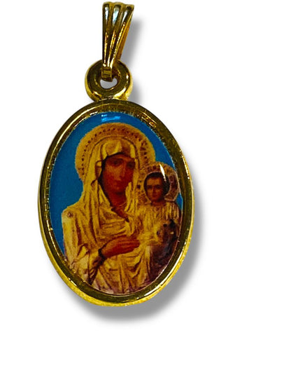 Jerusalem Pendant Mother of Perpetual Help Goldtone 1"