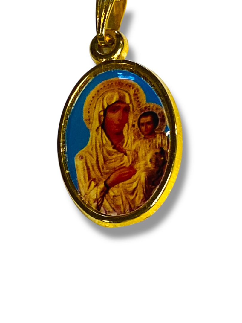 Jerusalem Pendant Mother of Perpetual Help Goldtone 1"