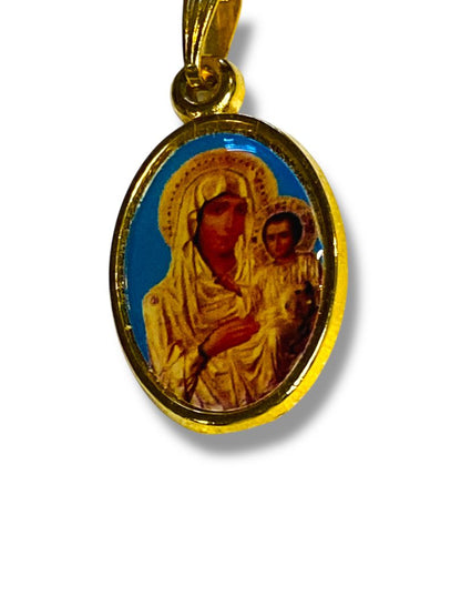 Jerusalem Pendant Mother of Perpetual Help Goldtone 1"