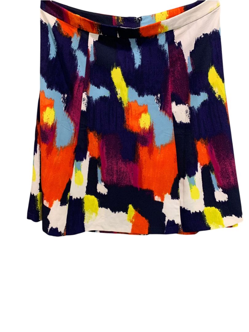 Size 22W Ava & Viv Flare Skirt Back Zip Multicolor Funky Abstract