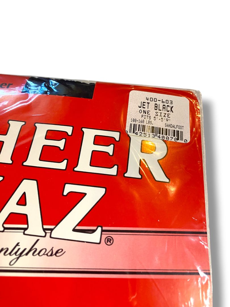 Vintage Sheer Jaz Pantyhose New Super Sheer Sandalfoot One Size Jet Black 400-603