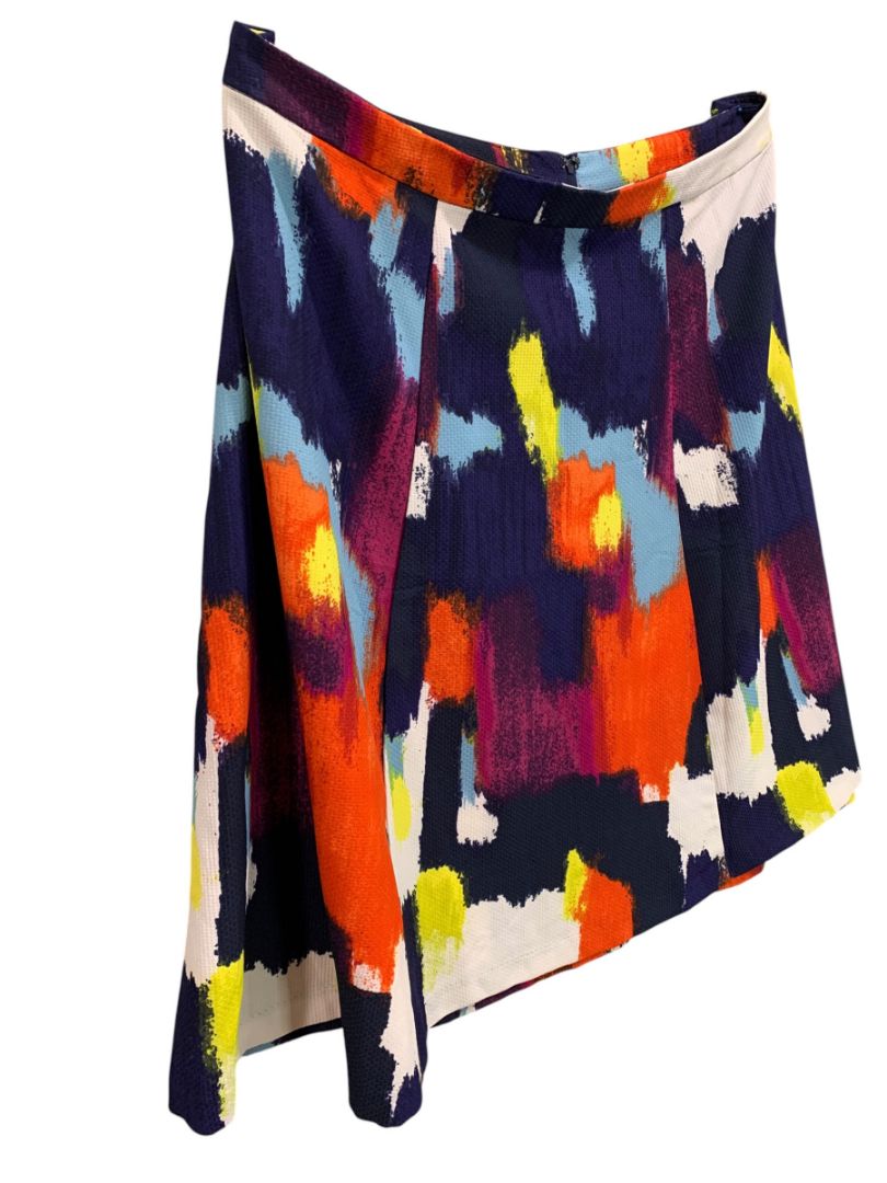 Size 22W Ava & Viv Flare Skirt Back Zip Multicolor Funky Abstract
