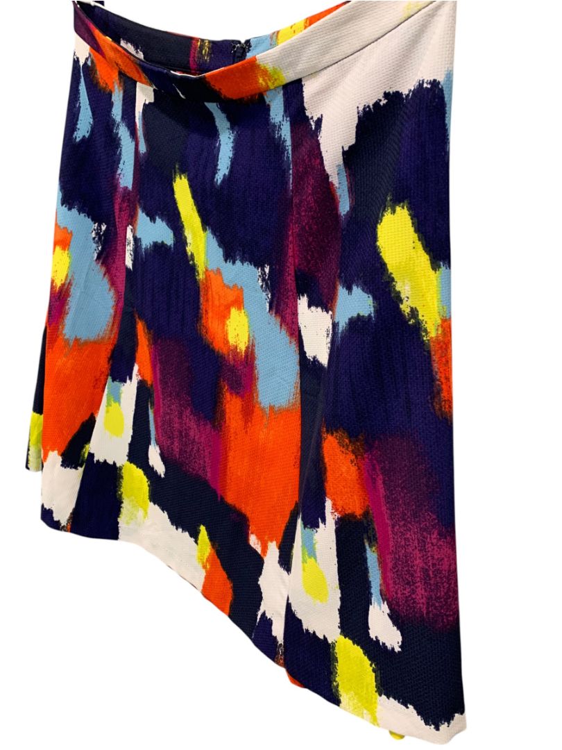 Size 22W Ava & Viv Flare Skirt Back Zip Multicolor Funky Abstract