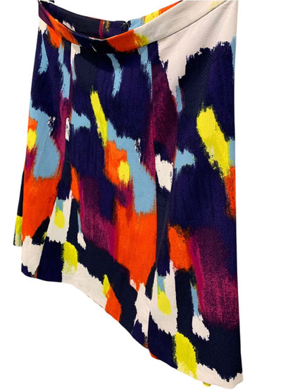 Size 22W Ava & Viv Flare Skirt Back Zip Multicolor Funky Abstract