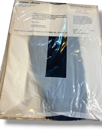 Vintage Sheer Jaz Pantyhose New Super Sheer Sandalfoot One Size Jet Black 400-603