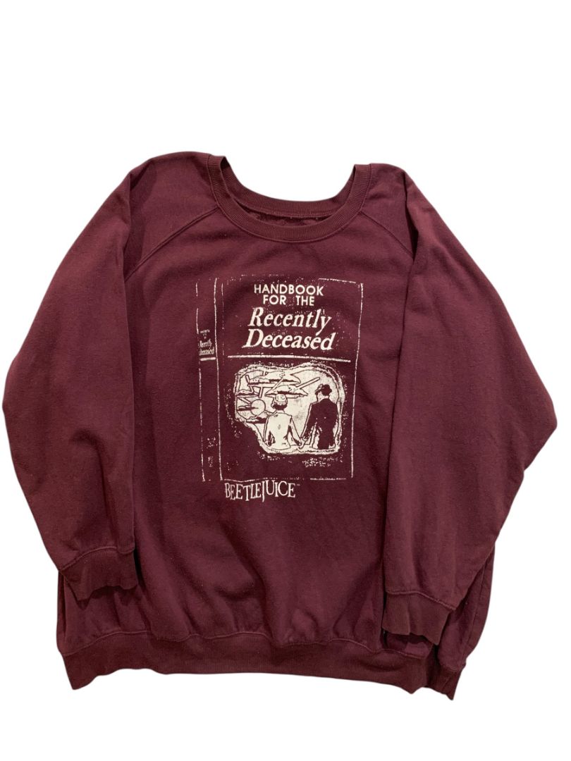 Size 4X Bettlejuice Womens Soft Burgundy Sweatshirt Recently Deceased