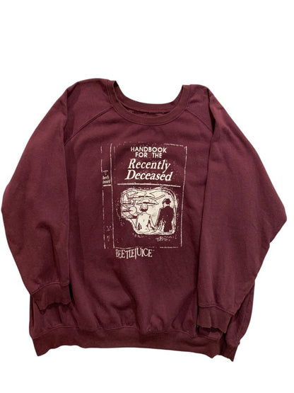 Size 4X Bettlejuice Womens Soft Burgundy Sweatshirt Recently Deceased