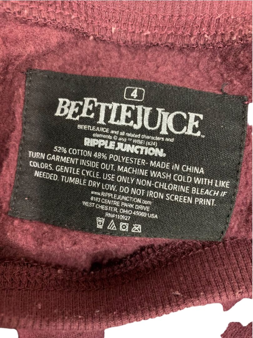 Size 4X Bettlejuice Womens Soft Burgundy Sweatshirt Recently Deceased