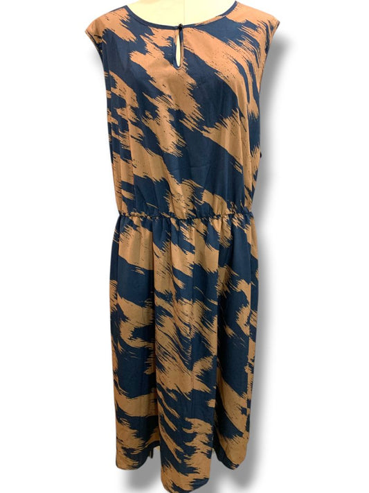 28 (5X) BloomChic Plus Size New Dress Abstract Print Brown Black Sleeveless
