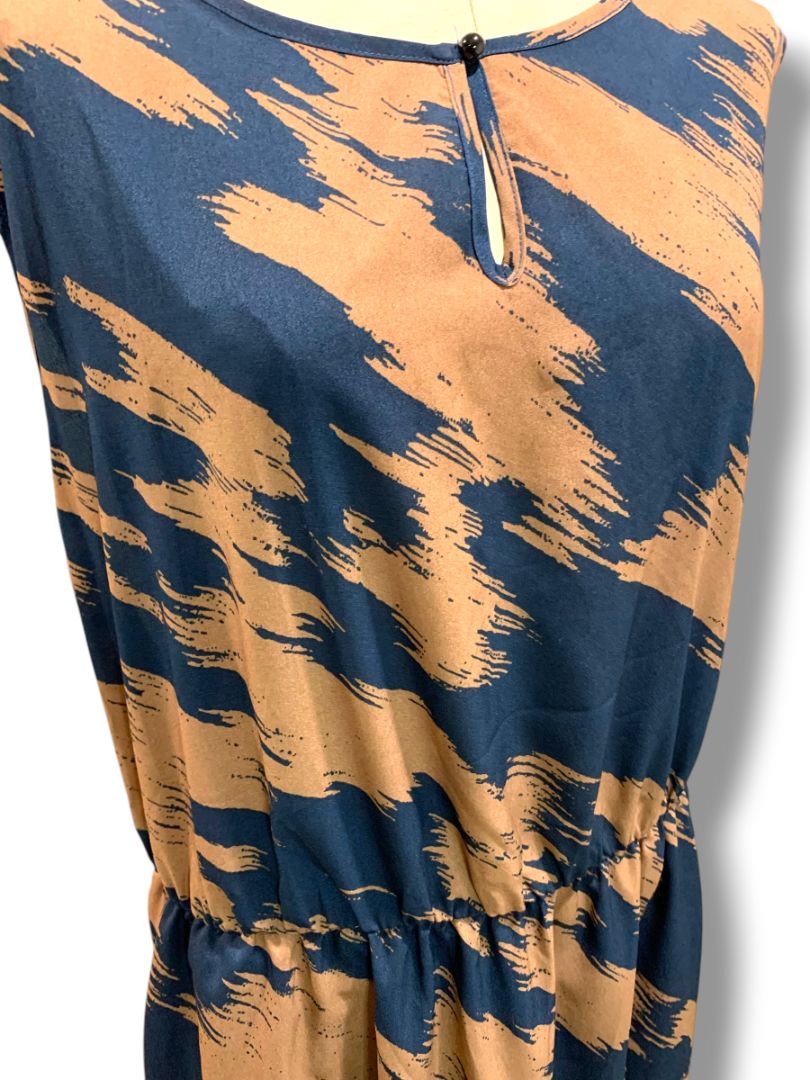 28 (5X) BloomChic Plus Size New Dress Abstract Print Brown Black Sleeveless
