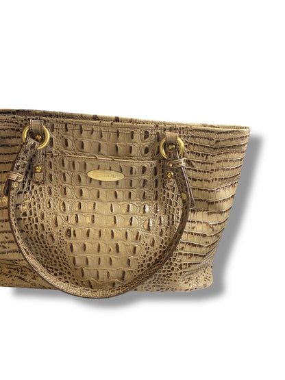 Brahmin Brown Taupe Medium Handbag Vintage Tote Croc Embossed