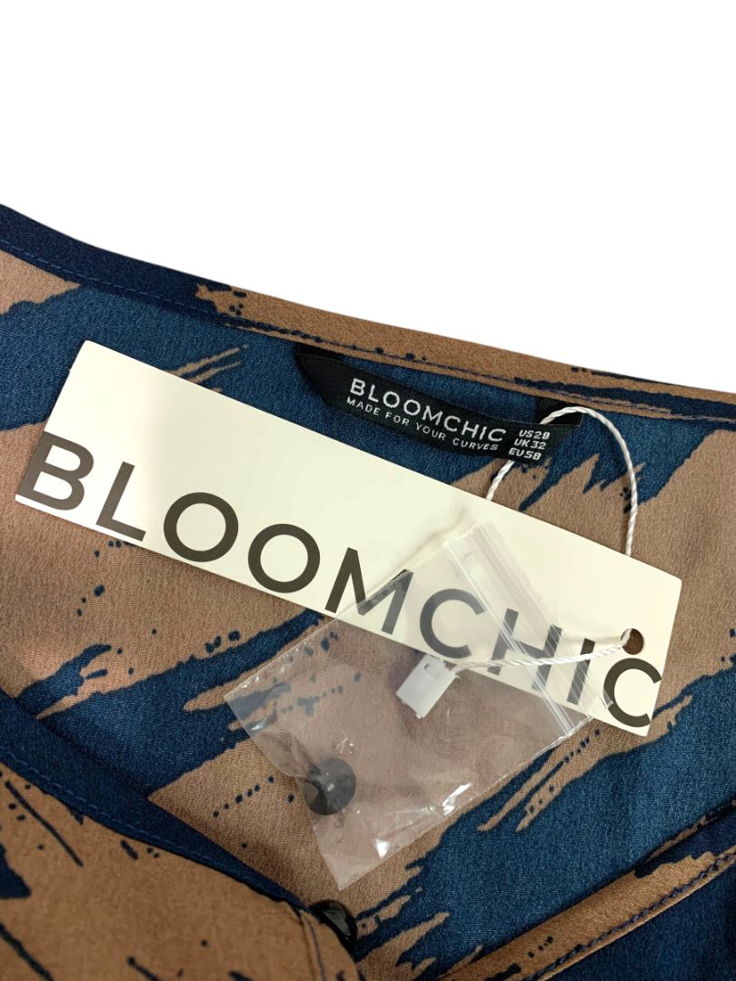 28 (5X) BloomChic Plus Size New Dress Abstract Print Brown Black Sleeveless