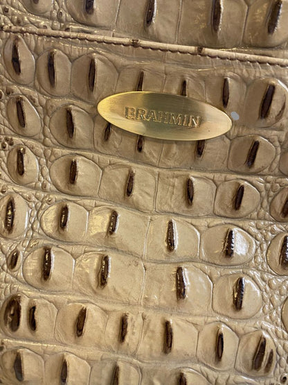 Brahmin Brown Taupe Medium Handbag Vintage Tote Croc Embossed