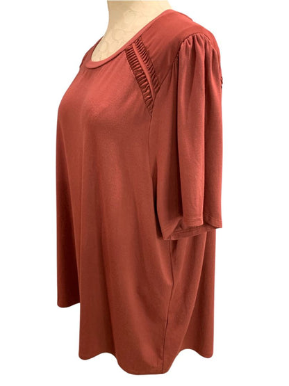 Size 3X Daniel Rainn Womens Burgundy Knit Mixed Fabric Shirt