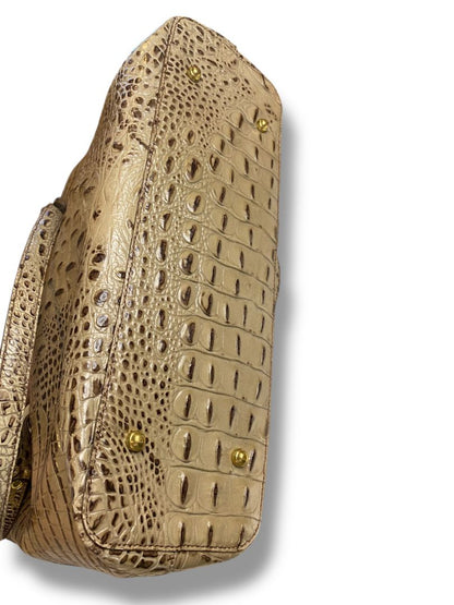 Brahmin Brown Taupe Medium Handbag Vintage Tote Croc Embossed