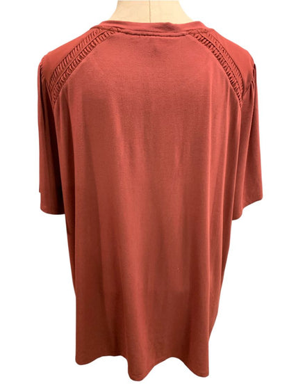 Size 3X Daniel Rainn Womens Burgundy Knit Mixed Fabric Shirt