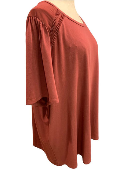 Size 3X Daniel Rainn Womens Burgundy Knit Mixed Fabric Shirt