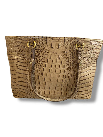 Brahmin Brown Taupe Medium Handbag Vintage Tote Croc Embossed