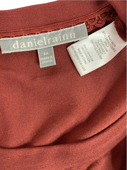 Size 3X Daniel Rainn Womens Burgundy Knit Mixed Fabric Shirt