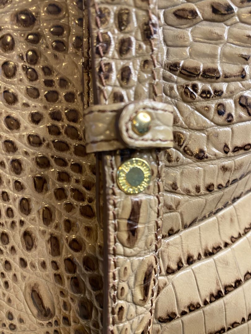 Brahmin Brown Taupe Medium Handbag Vintage Tote Croc Embossed
