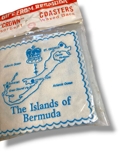 Vintage New Souvenir Pack of 12 Coasters The Islands of Bermuda Was Backed