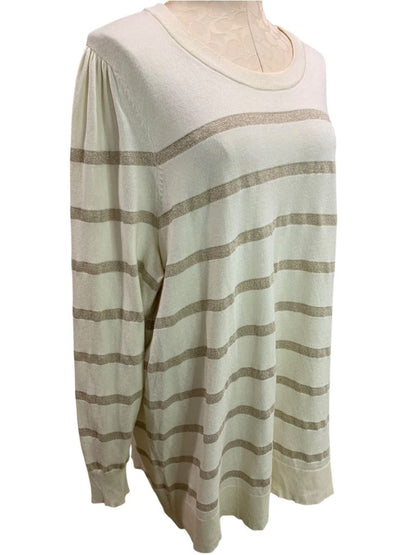 Size 4X Torrid Cream Metallic Stripe Womens Long Sleeve Sweater