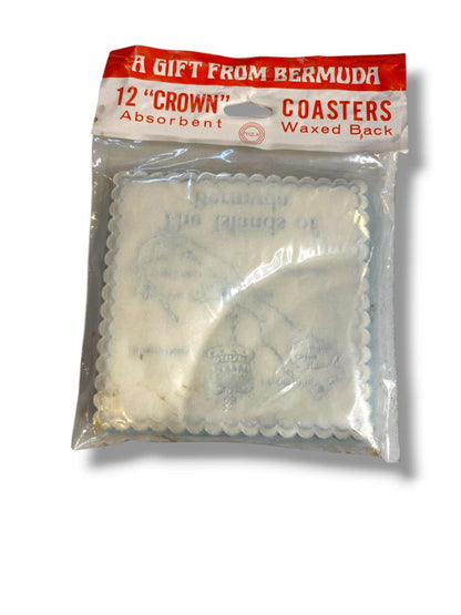 Vintage New Souvenir Pack of 12 Coasters The Islands of Bermuda Was Backed