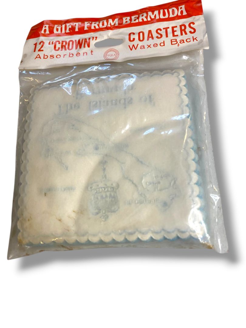 Vintage New Souvenir Pack of 12 Coasters The Islands of Bermuda Was Backed