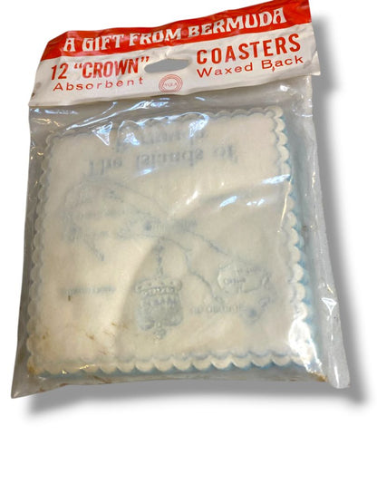 Vintage New Souvenir Pack of 12 Coasters The Islands of Bermuda Was Backed