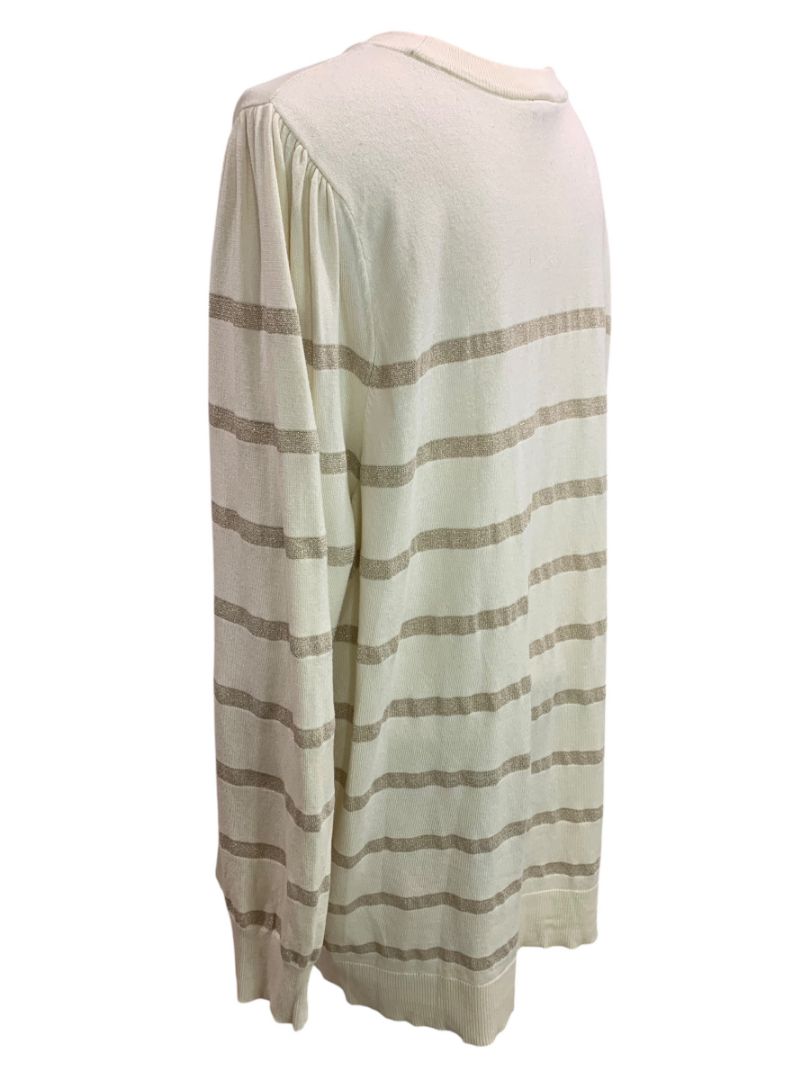 Size 4X Torrid Cream Metallic Stripe Womens Long Sleeve Sweater