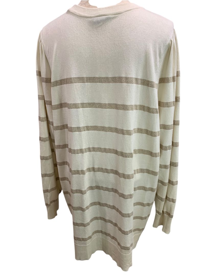 Size 4X Torrid Cream Metallic Stripe Womens Long Sleeve Sweater