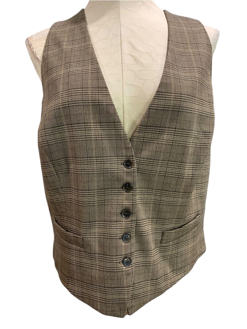 Size 18 New York & Co Womens Brown Paid Vest Suit Style
