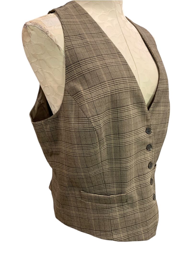 Size 18 New York & Co Womens Brown Paid Vest Suit Style