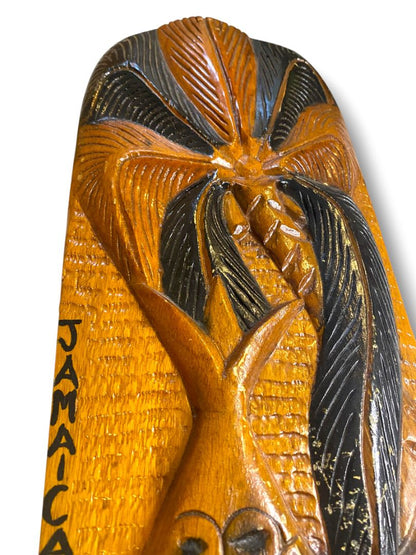 Vintage Wooden Souvenir Jamaica Hand Carved Wall Hanging Palm 23" x 8'