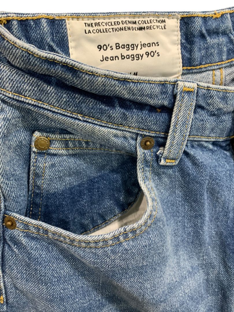Size 0 H&M Womens 90s Baggy Jeans The Recycled Denim Collection 32" Inseam