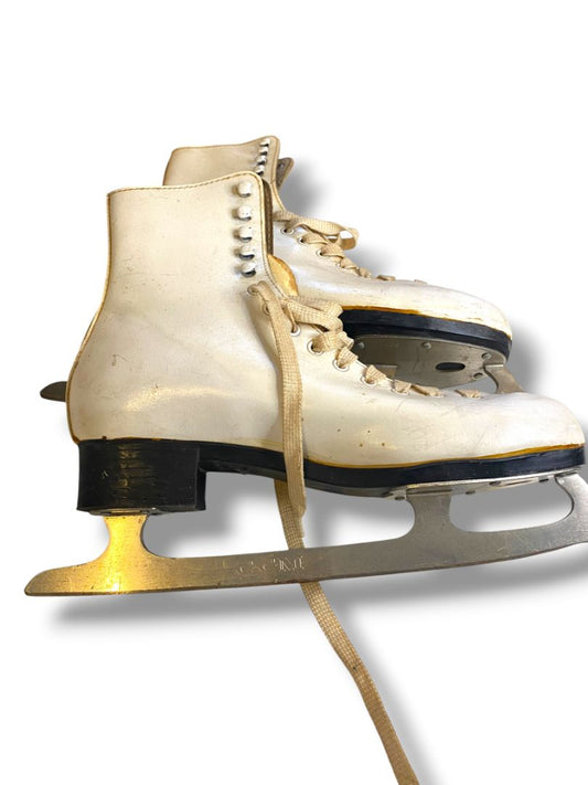 Vintage Adult White Leather Ice Skates for Decor Only CCM Blades