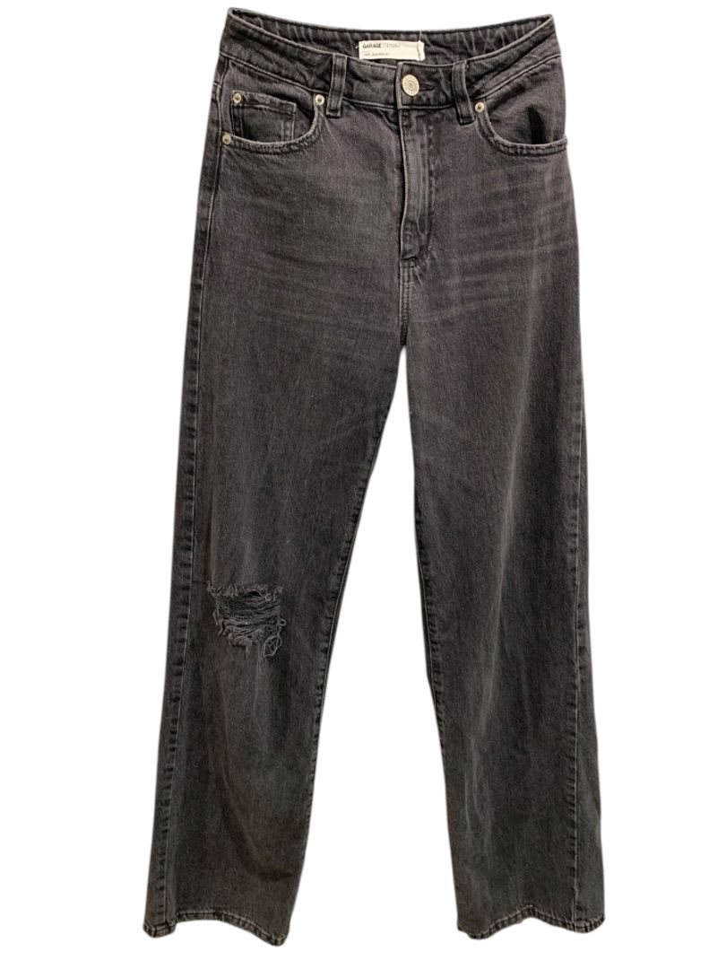 Size 00 (23) Garage Denim Womens Black Wide Leg Jeans Distressed