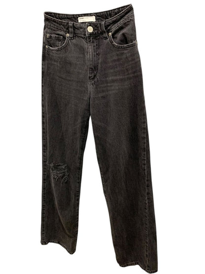 Size 00 (23) Garage Denim Womens Black Wide Leg Jeans Distressed