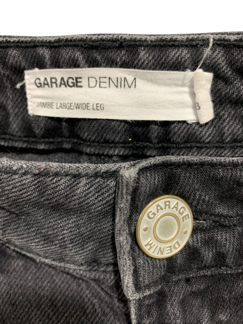 Size 00 (23) Garage Denim Womens Black Wide Leg Jeans Distressed
