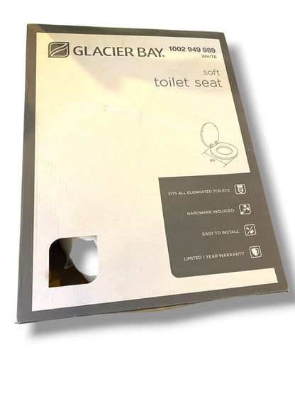 Glacier Bay New in Box Elongated White Soft Toilet Seat 1002 949 989