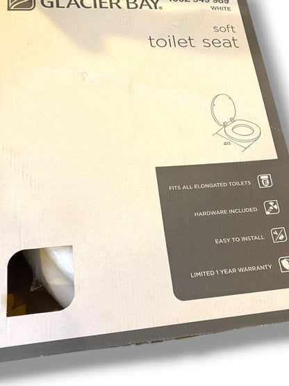 Glacier Bay New in Box Elongated White Soft Toilet Seat 1002 949 989