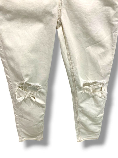 Size 0 American Eagle Womens White Stretch Jeans Distressed Denim