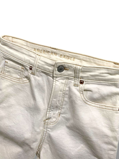 Size 0 American Eagle Womens White Stretch Jeans Distressed Denim