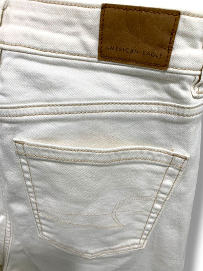 Size 0 American Eagle Womens White Stretch Jeans Distressed Denim