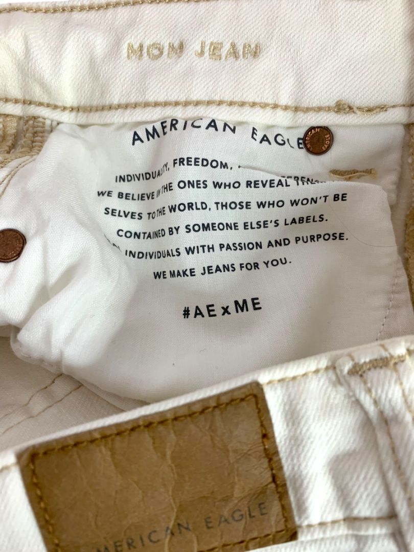 Size 0 American Eagle Womens White Stretch Jeans Distressed Denim