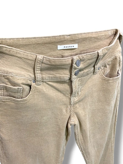 Size 25 PacSun Womens Tan Corduroy Low Rise Boot Cut Pants Stretch