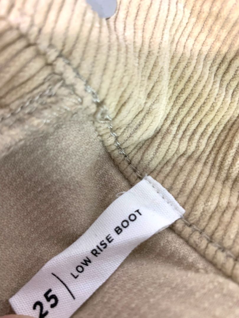 Size 25 PacSun Womens Tan Corduroy Low Rise Boot Cut Pants Stretch