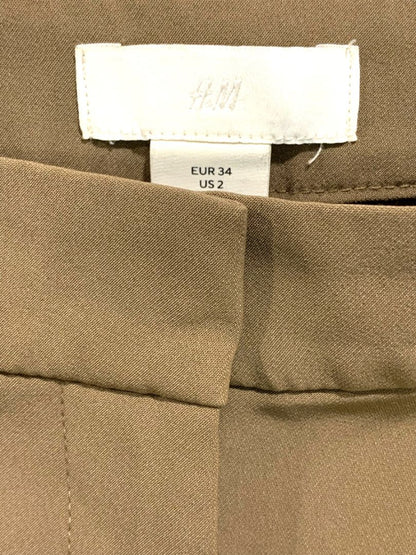 Size 2 H&M Womens Brown Wide Leg Dress Trousers 30" Inseam