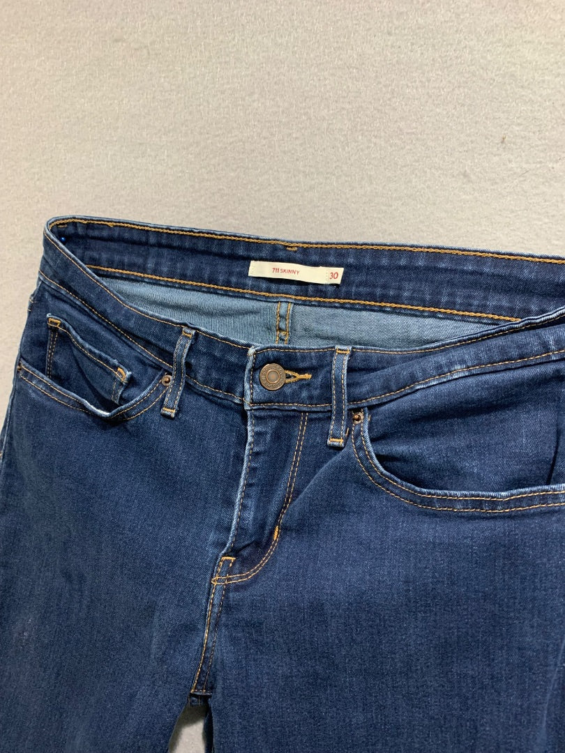 Size 30 Levis Womens 711 Skinny Jeans Dark Blue Stretch Denim